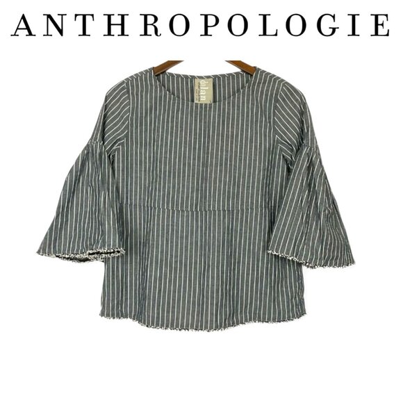 Anthropologie Dolan Bell Sleeve Striped Cotton Blouse Size S - Picture 1 of 10